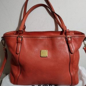 MCM Coral Leather Satchel Shoulder Bag